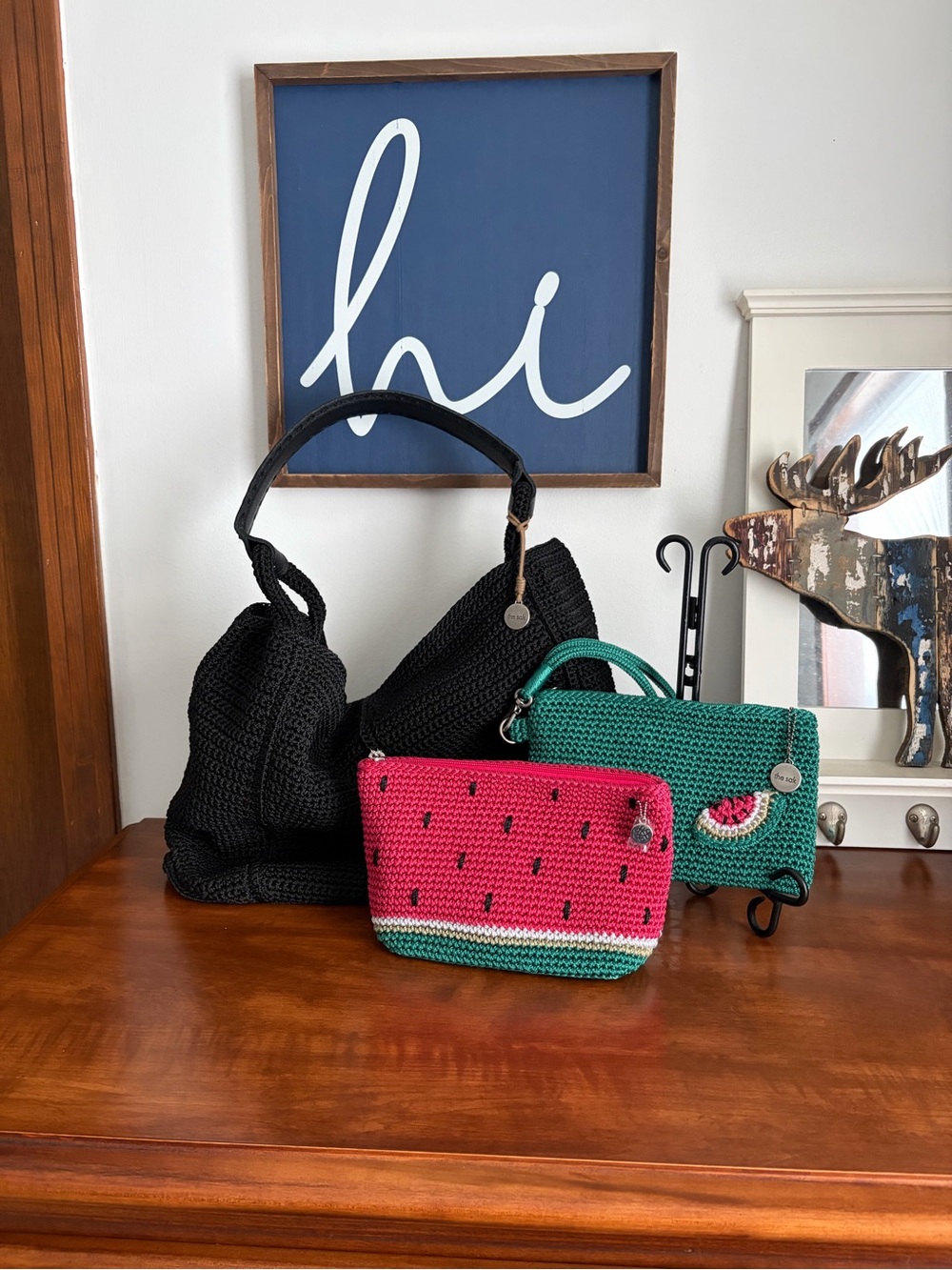 The Sak Los Feliz LargeCrochet Tote with Watermelon Crocheted Pouche & Wristlet